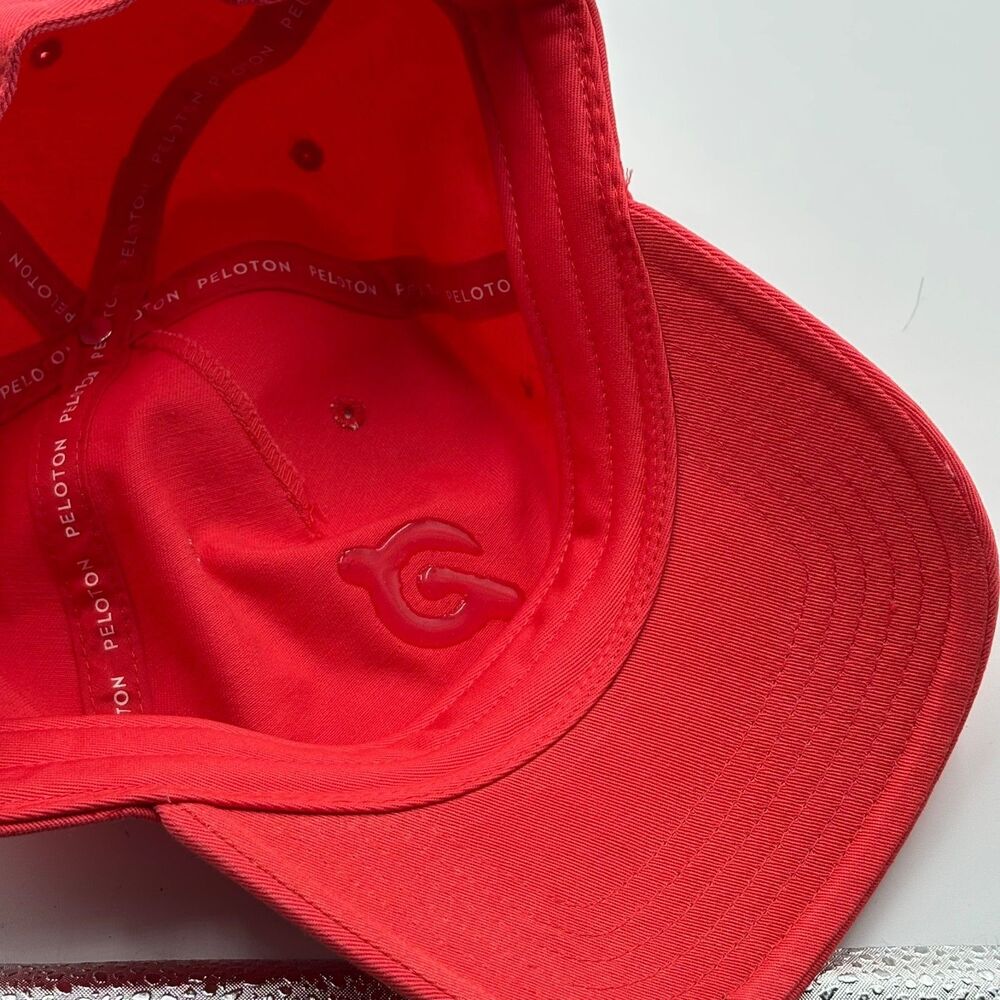 Peloton Baseball Cap Red Tonal Logo 100% Cotton Adjustable Strap - Picture 9 of 9